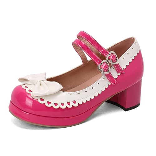 Trachtenschuhe Pumps Damen Mary Janes Riemchenpumps Spangenpumps mit Kreuz Knöchelriemen Blockabsatz Oktoberfest Schuhe Festliche Party Tanzschuhe Hochzeitsschuhe von ReSin90s