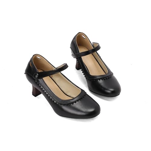 Trachtenschuhe Pumps Damen Mary Janes mit Blockabsatz Geschlossene Spangenpumps Oktoberfest Schuhe Keilabsatz Breite Füße Bequem Mary Jane Party von ReSin90s
