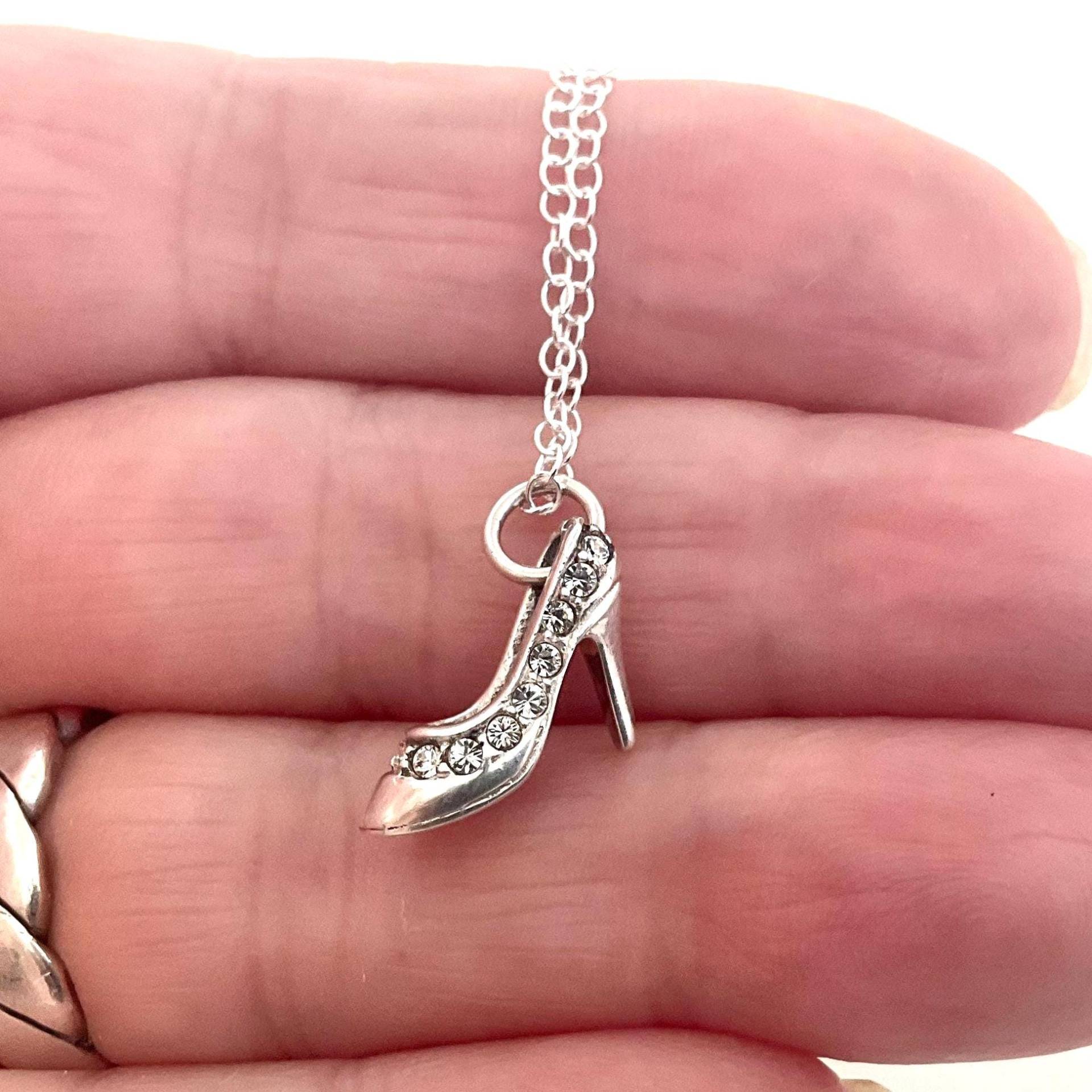 sterling Silber High Heel Schuh Anhänger Halskette Mit Zirkonia - Damen Und Mädchen Vintage von ReTainReUse