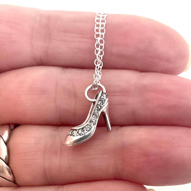 sterling Silber High Heel Schuh Anhänger Halskette Mit Zirkonia - Damen Und Mädchen Vintage von ReTainReUse