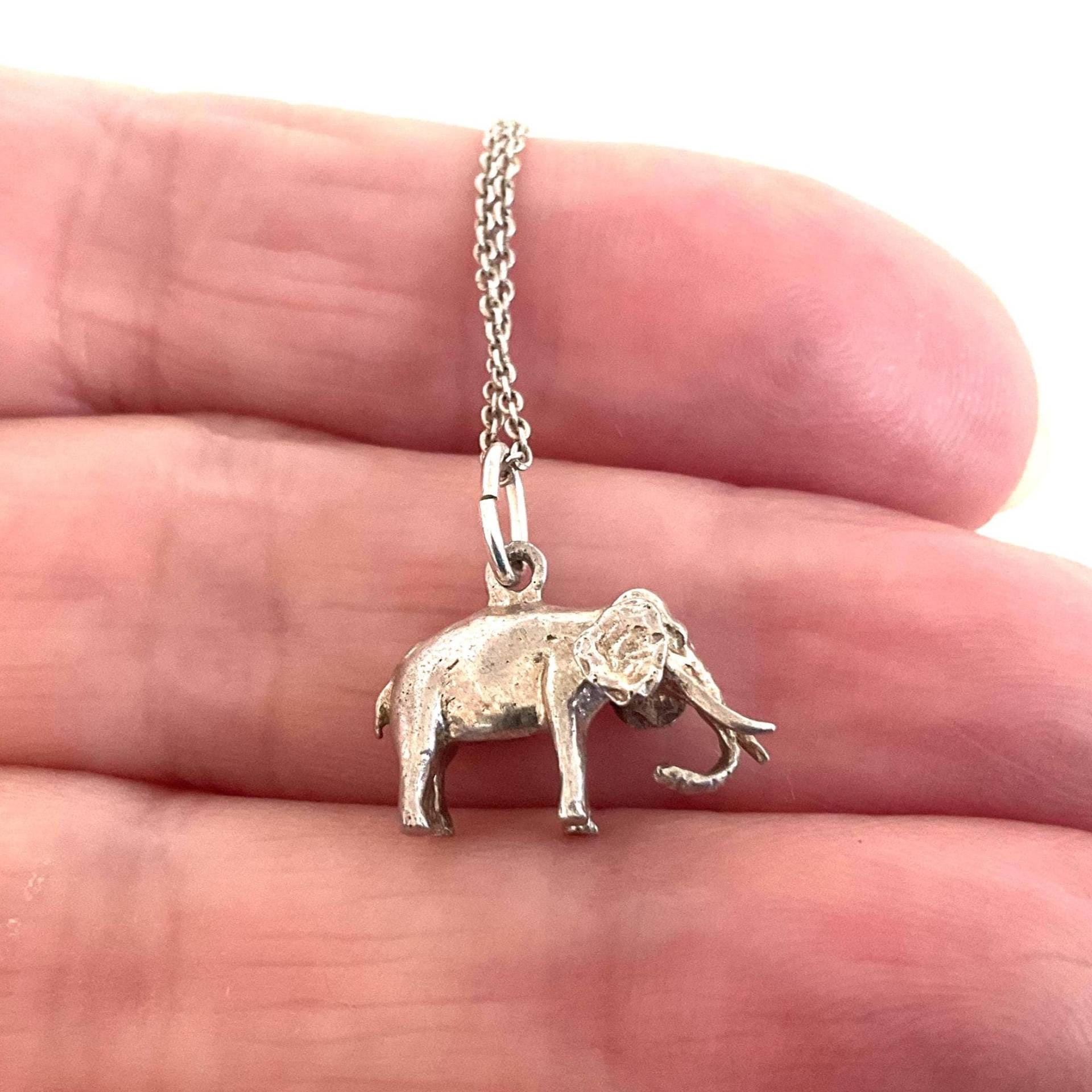 Vintage Sterling Silber Elefant Anhänger Halskette - Tierschmuck Für Damen von ReTainReUse