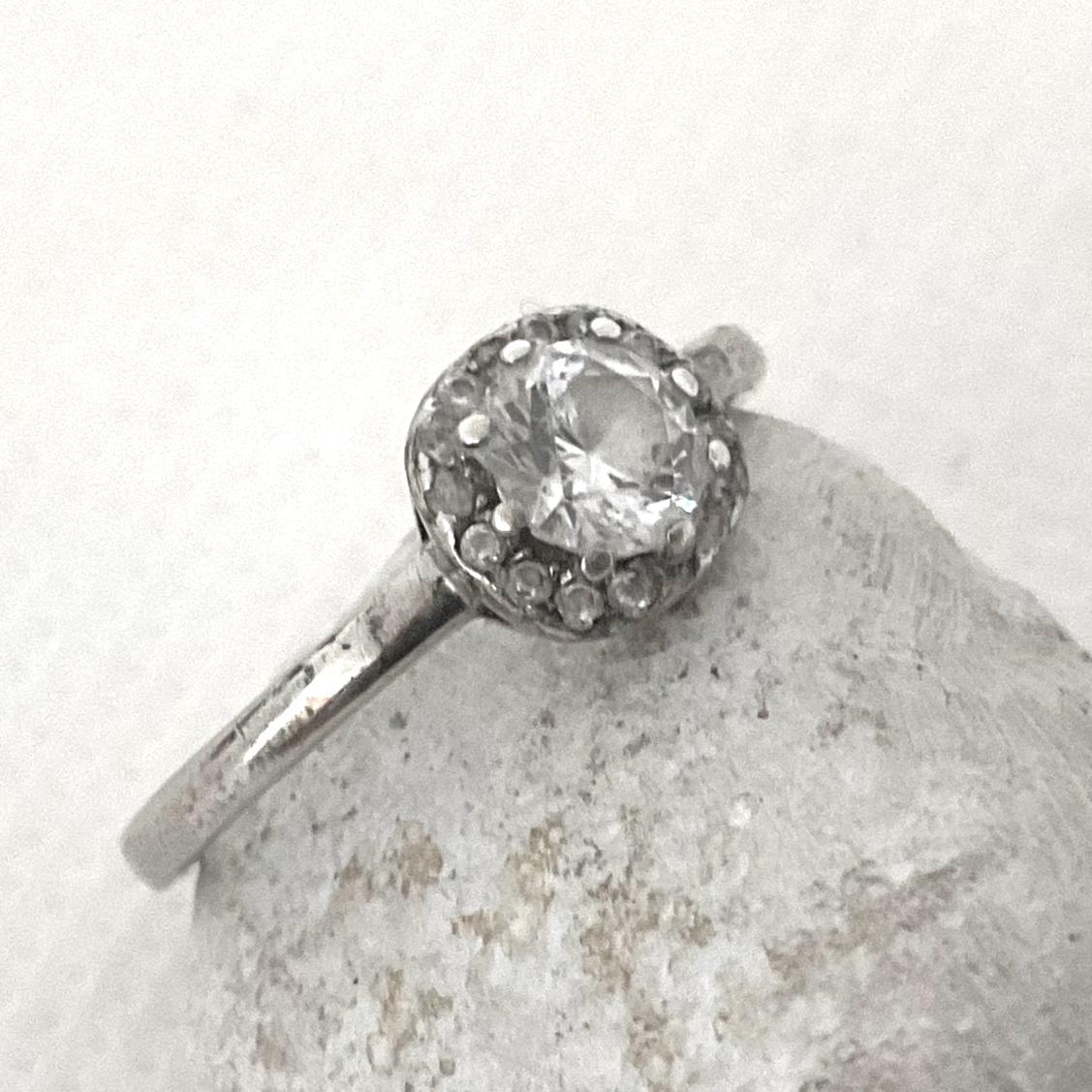 Vintage Sterling Silber Kristall Stein Ring - Größe L 1/2 von ReTainReUse