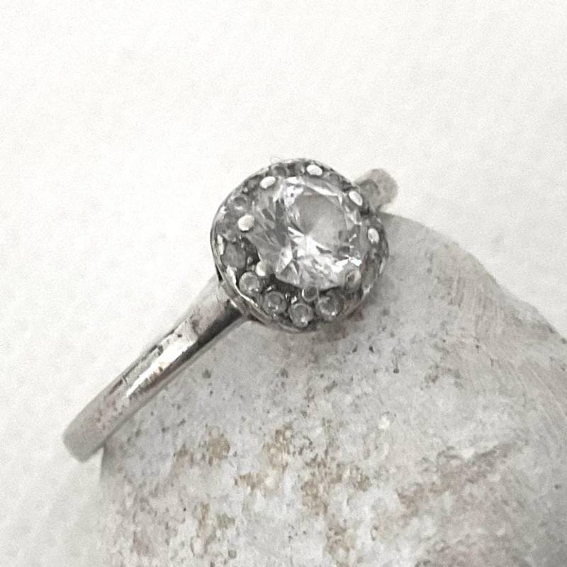 Vintage Sterling Silber Kristall Stein Ring - Größe L 1/2 von ReTainReUse