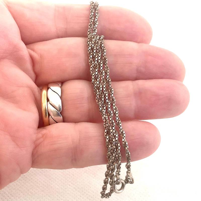 Vintage Sterling Silber Doppel Twisted Box Ketten Halskette Für Frauen Und Männer von ReTainReUse