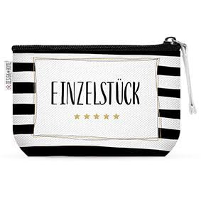 Kosmetiktasche 16x9,5 cm aus Canvas - Schminktasche mit Reißverschluss & PVC Innenfutter - Make-up Täschchen mit Motiv - Kulturbeutel für Damen & Mädchen - Einzelstück von ReWu