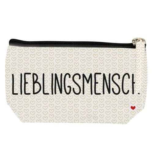 Kosmetiktasche 16x9,5 cm aus Canvas - Schminktasche mit Reißverschluss & PVC Innenfutter - Make-up Täschchen mit Motiv - Kulturbeutel für Damen & Mädchen - Lieblingsmensch von ReWu