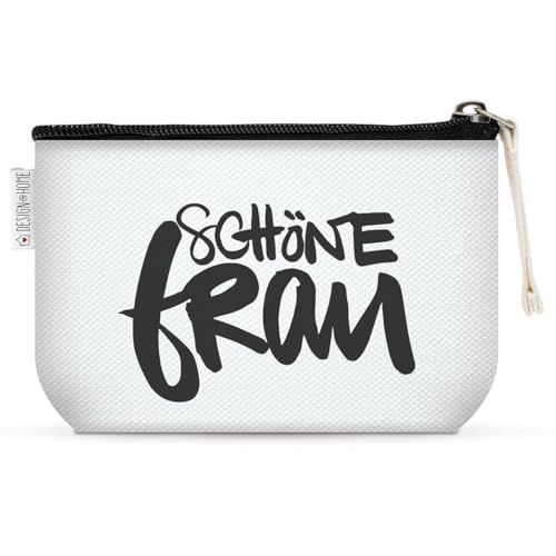Kosmetiktasche 16x9,5 cm aus Canvas - Schminktasche mit Reißverschluss & PVC Innenfutter - Make-up Täschchen mit Motiv - Kulturbeutel für Damen & Mädchen - Schöne Frau von ReWu