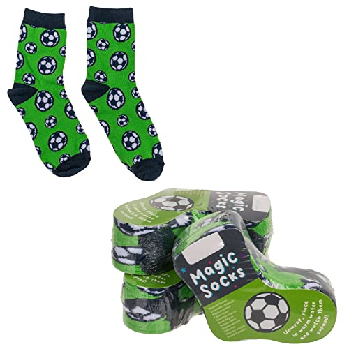 Magische Kindersocken Zaubersocken 4er-SET Fußball Motive Größe: 22-34 Socken Mitgebsel Geschenkidee Geschenk Reisen Kindergeburtstag Baumwolle von ReWu