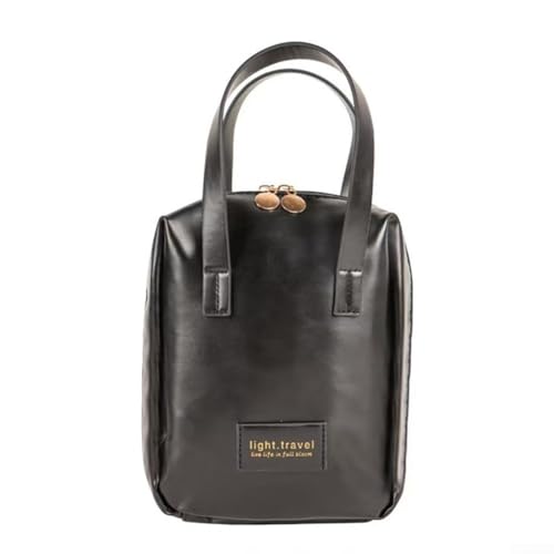 Kosmetiktasche für Mädchen aus PU-Leder zum effizienten Organisieren Ihrer Beauty-Essentials, Schwarz von ReachMall