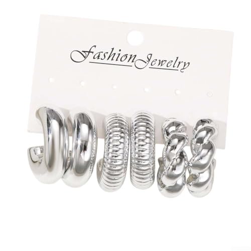 Leichte Metallic-Ohrringe im Retro-Punk-Stil mit minimalistischem Design, geeignet für formelle und legere Kleidung (02) von ReachMall