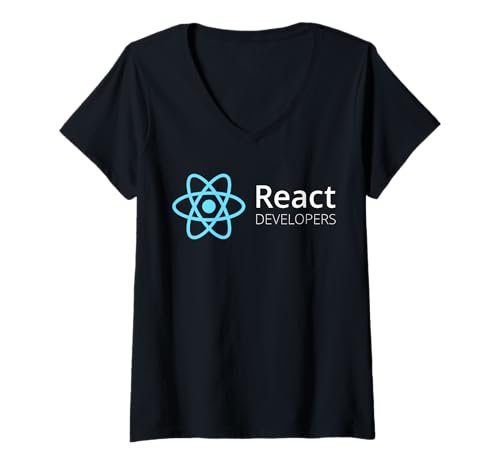 Damen React JS-Programmierausrüstung | Minimal Developer T-Shirt mit V-Ausschnitt von React JS Lovers