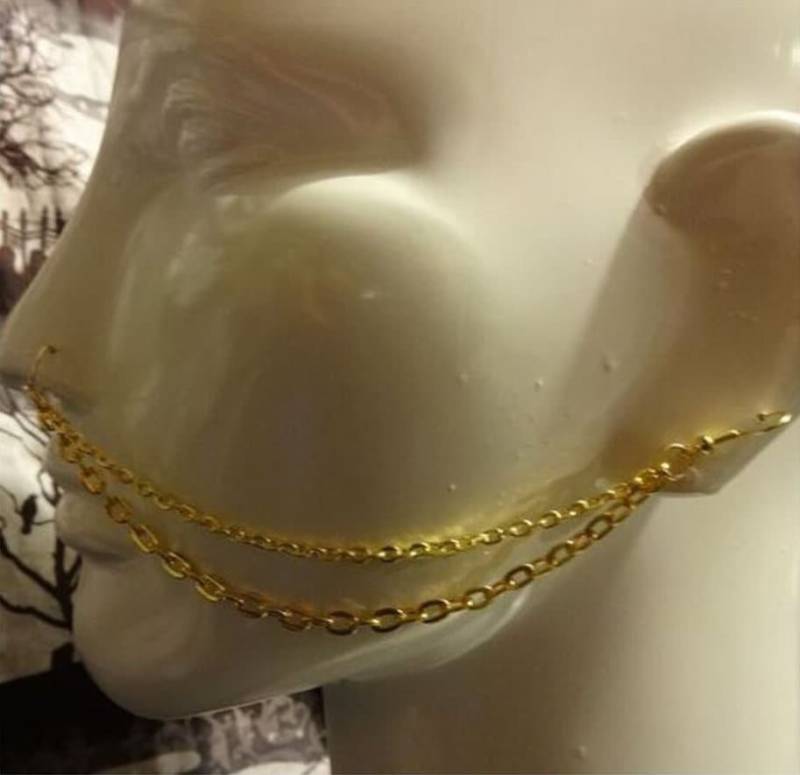 2-strängige Mixed Size Ketten Nasenkette in Gold, Silber, Gunmetal Und/Oder Schwarz 2-strängige Mixed Size Ketten Nasenkette in Gold, Silber, Gunmetal Und/Oder Schwarz von ReactionBodyChains