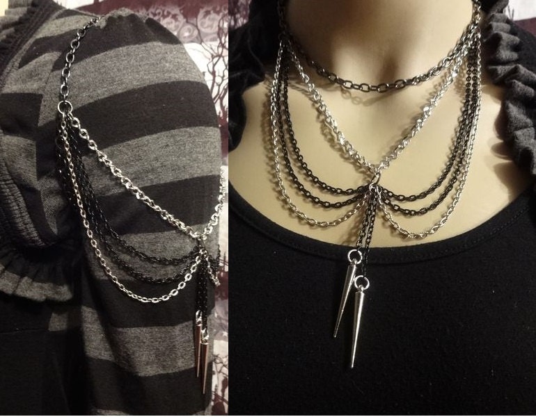 Drapierte Krieger Spikes Schulter Kette Zu Halskette - 2 Looks in 1 Drapierte Krieger Spikes Schulter Kette Zu Halskette - 2 Looks in 1 von ReactionBodyChains
