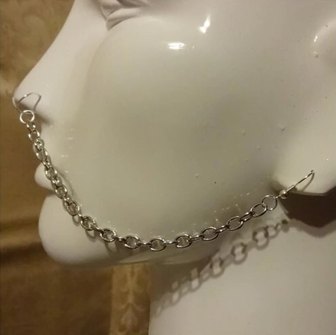 Nicht Durchbohrte Illusion Nase Hoop Silber Dicke Kette Nicht Durchbohrte Illusion Nase Hoop Silber Dicke Kette von ReactionBodyChains