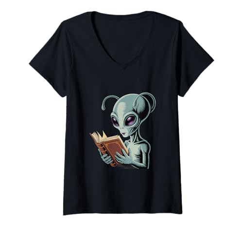 Damen Lesen Alien Reader Lesen Memes Read Return Repeat Zeichen T-Shirt mit V-Ausschnitt Damen Lesen Alien Reader Lesen Memes Read Return Repeat Zeichen T-Shirt mit V-Ausschnitt von Read Funny Reader Quotes Read Return Repeat Shirt