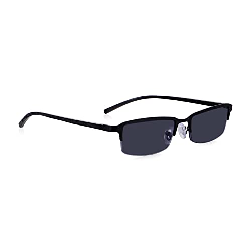 1.5 Lesesonnenbrille für Herren, Halbrahmen aus Metall, gebrauchsfertig, schwarz getönte Sonnenbrille, Federscharniere für bequemen Sitz. UV- und Sonnenschutz. Read Optics von Read Optics