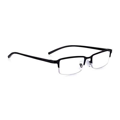 Read Optics 3.5 Herren-Lesebrille, rechteckige Halbrahmenbrille, mattschwarz mit Federscharnieren für Komfort und Passform von Read Optics