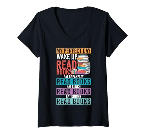 Damen Bücher Liebhaber Buchleser Bücherwurm Bibliophile Buchliebhaber T-Shirt mit V-Ausschnitt Damen Bücher Liebhaber Buchleser Bücherwurm Bibliophile Buchliebhaber T-Shirt mit V-Ausschnitt von Reading Bookish Book Nerd Reading Books Gifts