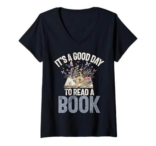Damen Es ist EIN guter Tag, um einen Buchliebhaber zu lesen, Leserschule T-Shirt mit V-Ausschnitt Damen Es ist EIN guter Tag, um einen Buchliebhaber zu lesen, Leserschule T-Shirt mit V-Ausschnitt von Reading Bookish Book Nerd Reading Books Gifts