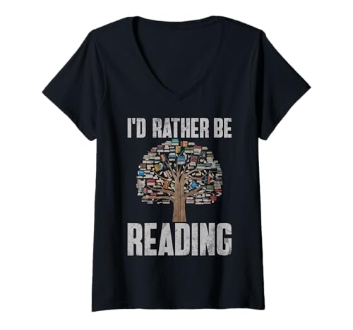 Damen Ich lese Lieber Bücher Bibliophiler Bücherwurm Bibliothekar T-Shirt mit V-Ausschnitt von Reading Bookish Book Nerd Reading Books Gifts