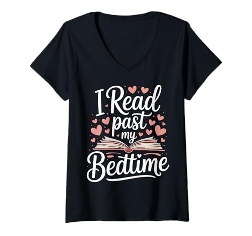 Damen Lesen Ich lese nach meiner Schlafenszeit T-Shirt mit V-Ausschnitt Damen Lesen Ich lese nach meiner Schlafenszeit T-Shirt mit V-Ausschnitt von Reading Books Reader Library Bookworm Librarian