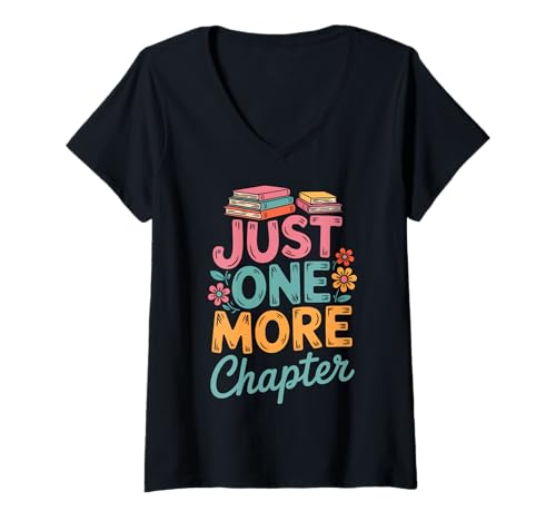 Damen Nur noch EIN Kapitelbuch lesen T-Shirt mit V-Ausschnitt Damen Nur noch EIN Kapitelbuch lesen T-Shirt mit V-Ausschnitt von Reading Books Reader Library Bookworm Librarian