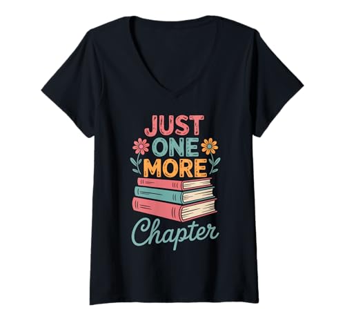 Damen Nur noch EIN Kapitelbuch lesen T-Shirt mit V-Ausschnitt Damen Nur noch EIN Kapitelbuch lesen T-Shirt mit V-Ausschnitt von Reading Books Reader Library Bookworm Librarian