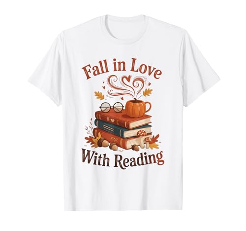 Verlieben Sie Sich in das Lesen von Kürbis Herbstlaub Frauen Mädchen T-Shirt Verlieben Sie Sich in das Lesen von Kürbis Herbstlaub Frauen Mädchen T-Shirt von Reading Fall Back to School Teacher Outfit