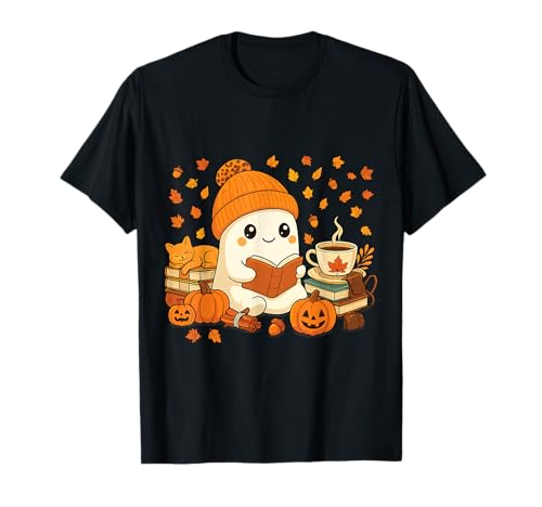 Niedliches Geister-Lesebuch Herbst Halloween Mädchen Stil T-Shirt Niedliches Geister-Lesebuch Herbst Halloween Mädchen Stil T-Shirt von Reading Ghost Bookworm Halloween Autumn Vibe Tee