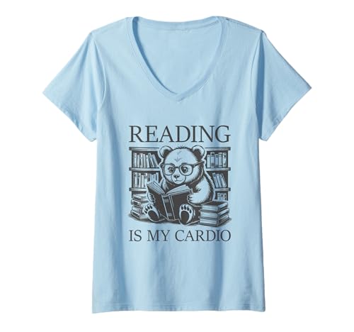 Damen Reading Is My Cardio T-Shirt mit V-Ausschnitt Damen Reading Is My Cardio T-Shirt mit V-Ausschnitt von Reading Is My Cardio
