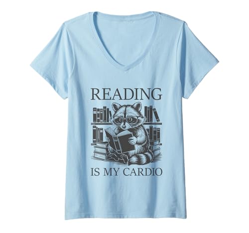 Damen Reading Is My Cardio T-Shirt mit V-Ausschnitt Damen Reading Is My Cardio T-Shirt mit V-Ausschnitt von Reading Is My Cardio