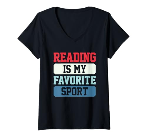 Damen Reading Is My Favorite Sport T-Shirt mit V-Ausschnitt Damen Reading Is My Favorite Sport T-Shirt mit V-Ausschnitt von Reading Is My Favorite Sport
