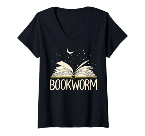 Damen Lesung - Bücherwurm T-Shirt mit V-Ausschnitt Damen Lesung - Bücherwurm T-Shirt mit V-Ausschnitt von Reading Mood Apparel
