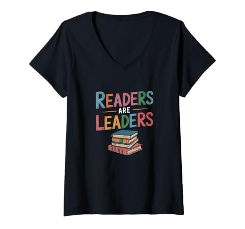 Damen Readers Are Leaders - Bookworm Book Lover Reading T-Shirt mit V-Ausschnitt von Reading Renaissance