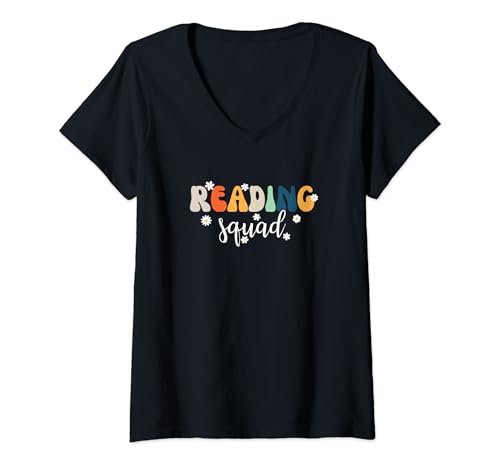 Damen Buchliebhaber Lustiger Lese-Enthusiast Bücherwurm Reading Squad T-Shirt mit V-Ausschnitt Damen Buchliebhaber Lustiger Lese-Enthusiast Bücherwurm Reading Squad T-Shirt mit V-Ausschnitt von Reading Squad Bookworm Reading Lover Gift