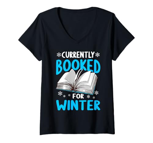 Damen Winter Lesebuch Bücherwurm Winter T-Shirt mit V-Ausschnitt Damen Winter Lesebuch Bücherwurm Winter T-Shirt mit V-Ausschnitt von Reading Winter Designs