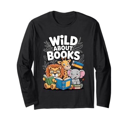 Reading Book Reader Zoo Animals Kids Langarmshirt Reading Book Reader Zoo Animals Kids Langarmshirt von Reading Zoo Animals Book Lover Apparel