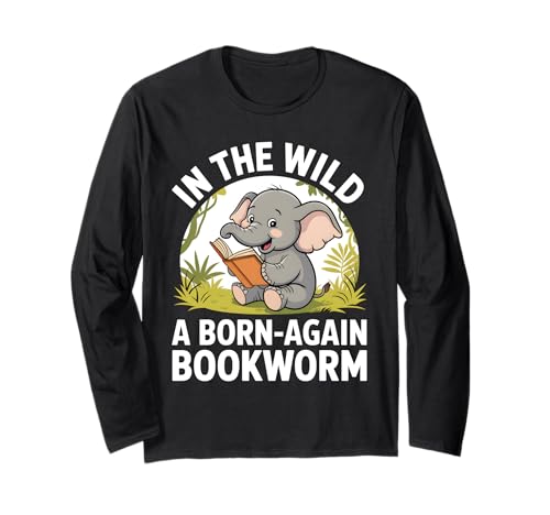 Reading Elephant Bookworm Book Reader Kids Langarmshirt Reading Elephant Bookworm Book Reader Kids Langarmshirt von Reading Zoo Animals Book Lover Apparel