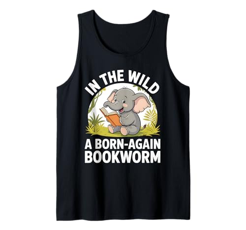 Reading Elephant Bookworm Book Reader Kids Tank Top von Reading Zoo Animals Book Lover Apparel