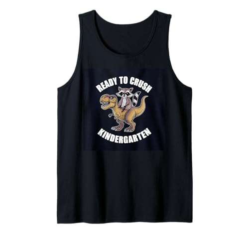 Ready to Crush Kindergarten Lustiger Waschbär T-Rex Kinder Schule Tank Top von Ready To Crush Kindergarten