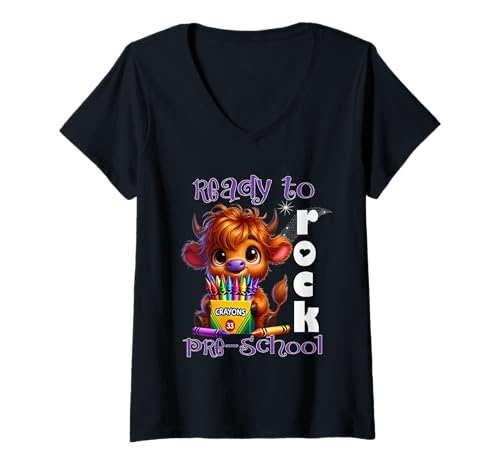 Damen Ready to Rock Vorschule Back to School HC Studenten Lehrer T-Shirt mit V-Ausschnitt Damen Ready to Rock Vorschule Back to School HC Studenten Lehrer T-Shirt mit V-Ausschnitt von Ready To Rock PreK HC Back To School Sapphire Star