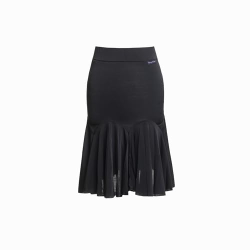 Ready4Dance Gonna Malaga Damen – Eleganter Tanzrock mit 6 Einsätzen für Latein & Standard – Weich & Elastisch – Hohe Taille – Schwarz XL von Ready4Dance