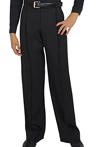 Ready4Dance Herren Tanz Hose für Standardtanz und Gesellschaftstanz, mit abgesteppter Buegelfalte vorne, Seitentaschen und Guertelschlaufen,05 Schwarz, von Ready4Dance