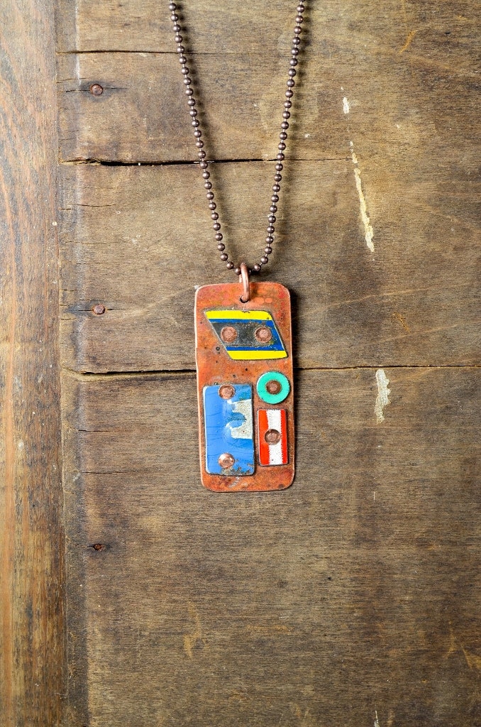 Jahrgang Nummernschild Gebrannt Kupfer - Metallarbeiten Dog Tag Kette Penny Straßen Reaganjuel License8 von ReaganJuel