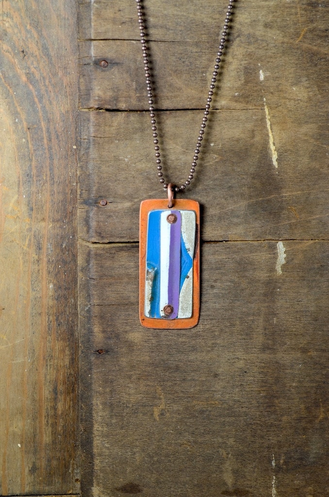 Jahrgang Nummernschild Gebrannt Kupfer - Metallarbeiten Dog Tag Kette Penny Straßen Reaganjuel License8 von ReaganJuel