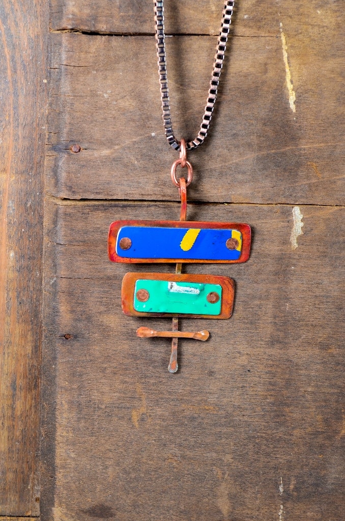 Jahrgang Nummernschild Gebrannt Kupfer - Metallarbeiten Kette Penny Straßen Reaganjuel License13 von ReaganJuel