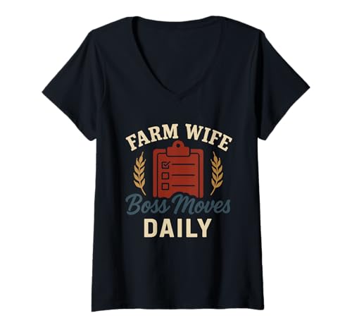 Damen Bauernhof, Ehefrau, Boss, lustig, Landmutter, ländliche Familie, Humor T-Shirt mit V-Ausschnitt Damen Bauernhof, Ehefrau, Boss, lustig, Landmutter, ländliche Familie, Humor T-Shirt mit V-Ausschnitt von Real Boss Farm Life Country Wife Rural Strength
