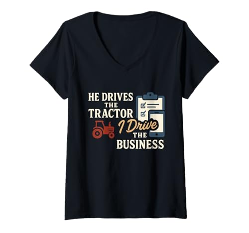 Damen Bauernhof, Ehefrau, Boss, lustig, Landmutter, ländliche Familie, Humor T-Shirt mit V-Ausschnitt von Real Boss Farm Life Country Wife Rural Strength