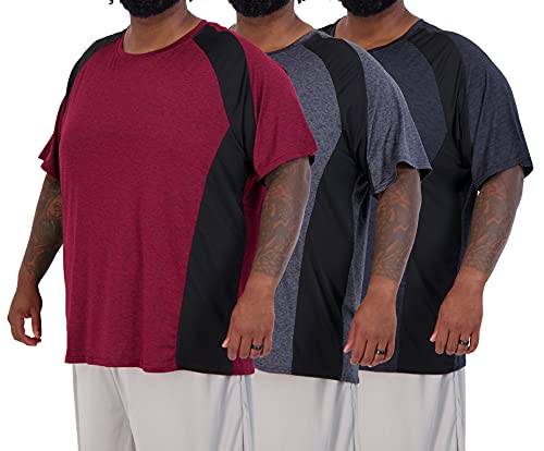 3er Pack: Big & Tall Tech Stretch Langarm & Kurzarm Dry-Fit T-Shirt, 6 Stück, 5XL Groß Tall von Real Essentials