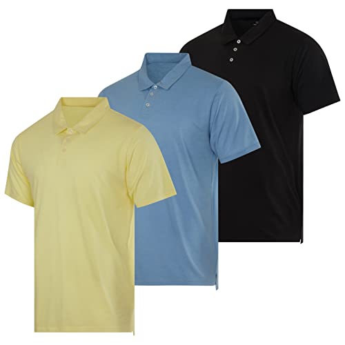 3er-Pack: Herren-Poloshirt aus Jersey, Baumwolle, kurzärmelig, atmungsaktiv, Performance-Poloshirt (erhältlich in groß und hoch), Set K, XX-Large von Real Essentials